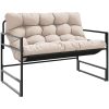 Trädgårdsbänk med dyna taupe 113 cm stål vidaXL – miniatyr 2
