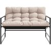 Trädgårdsbänk med dyna taupe 113 cm stål vidaXL – miniatyr 4