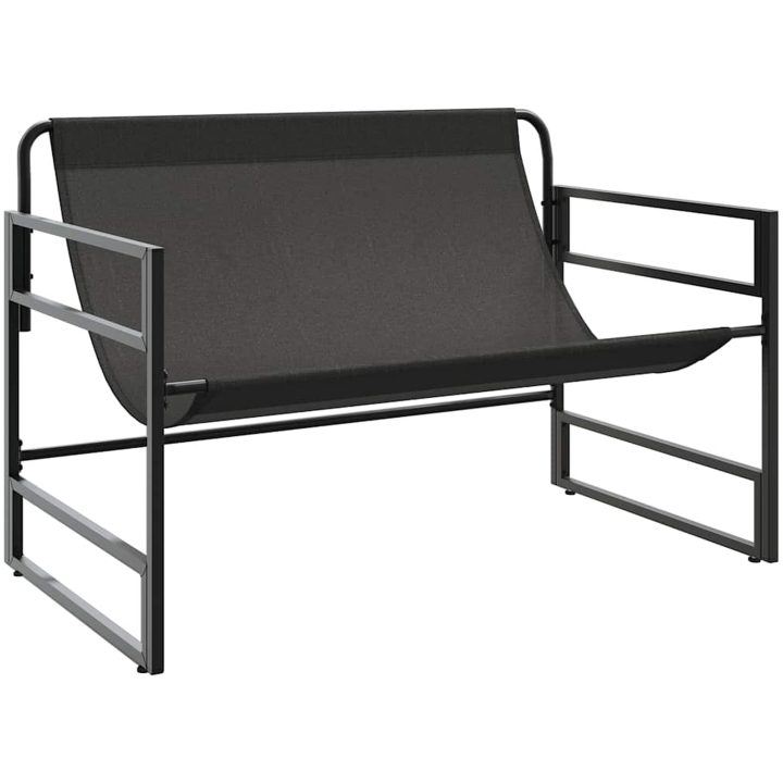 Trädgårdsbänk med dyna taupe 113 cm stål vidaXL – bild 5
