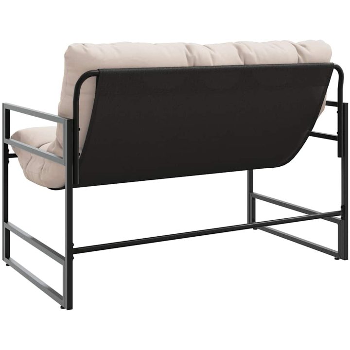 Trädgårdsbänk med dyna taupe 113 cm stål vidaXL – bild 7