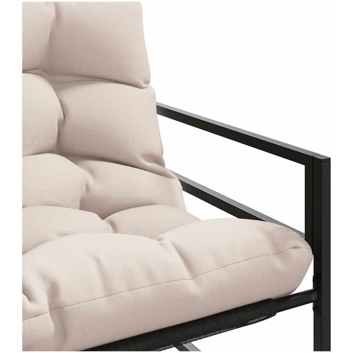 Trädgårdsbänk med dyna taupe 113 cm stål vidaXL – bild 8