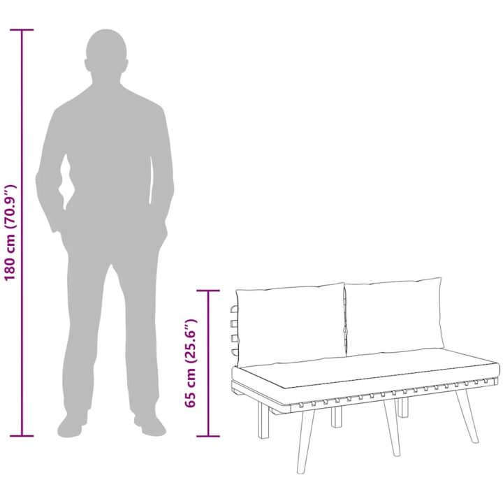 Trädgårdsbänk med dynor 115 cm massivt akaciaträ vidaXL – bild 10