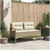 Trädgårdsbänk med dynor 116x62,5x74 cm beige konstrotting vidaXL – miniatyr 3