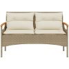 Trädgårdsbänk med dynor 116x62,5x74 cm beige konstrotting vidaXL – miniatyr 4