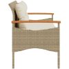 Trädgårdsbänk med dynor 116x62,5x74 cm beige konstrotting vidaXL – miniatyr 5