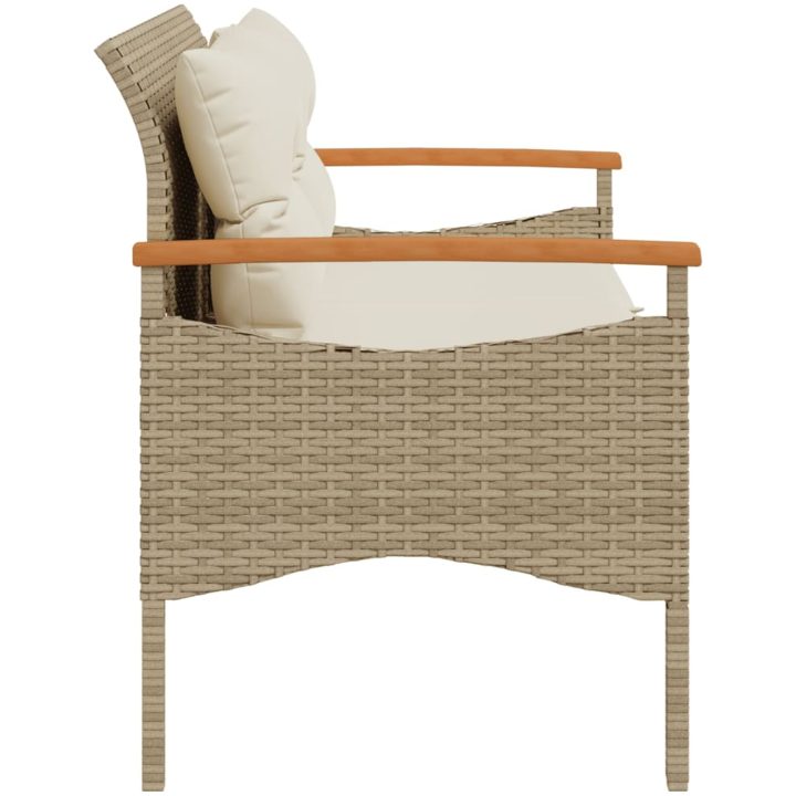 Trädgårdsbänk med dynor 116x62,5x74 cm beige konstrotting vidaXL – bild 5