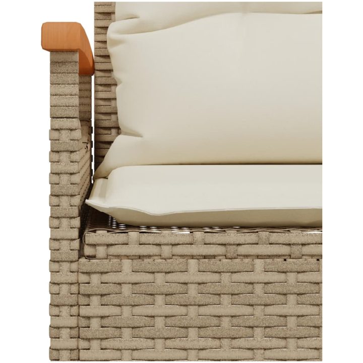 Trädgårdsbänk med dynor 116x62,5x74 cm beige konstrotting vidaXL – bild 7