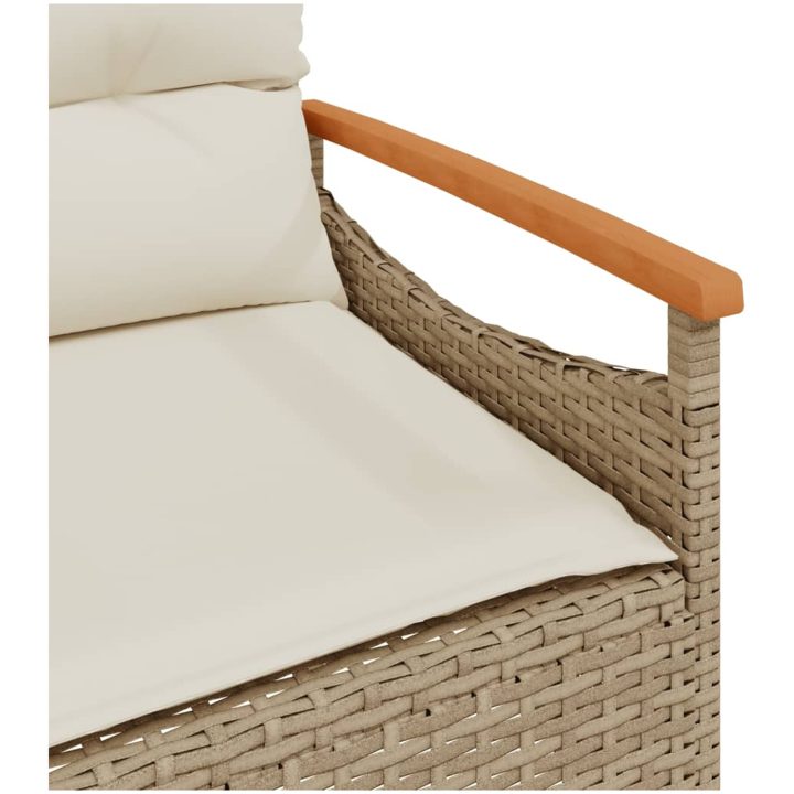Trädgårdsbänk med dynor 116x62,5x74 cm beige konstrotting vidaXL – bild 8