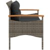 Trädgårdsbänk med dynor 116x62,5x74 cm grå konstrotting vidaXL – miniatyr 5