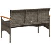 Trädgårdsbänk med dynor 116x62,5x74 cm grå konstrotting vidaXL – miniatyr 6