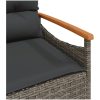 Trädgårdsbänk med dynor 116x62,5x74 cm grå konstrotting vidaXL – miniatyr 8