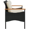 Trädgårdsbänk med dynor 116x62,5x74 cm svart konstrotting vidaXL – miniatyr 5
