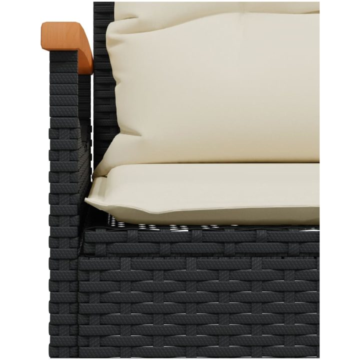 Trädgårdsbänk med dynor 116x62,5x74 cm svart konstrotting vidaXL – bild 7