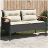 Trädgårdsbänk med dynor 116x62,5x74 cm svart konstrotting vidaXL – miniatyr 1