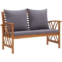 Trädgårdsbänk med dynor 119 cm massivt akaciaträ vidaXL