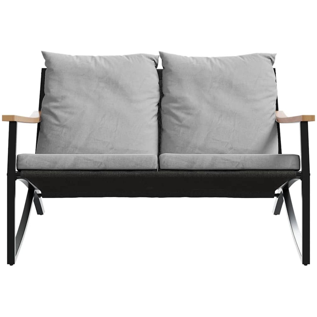 Trädgårdsbänk med dynor 120 cm svart stål vidaXL – bild 5