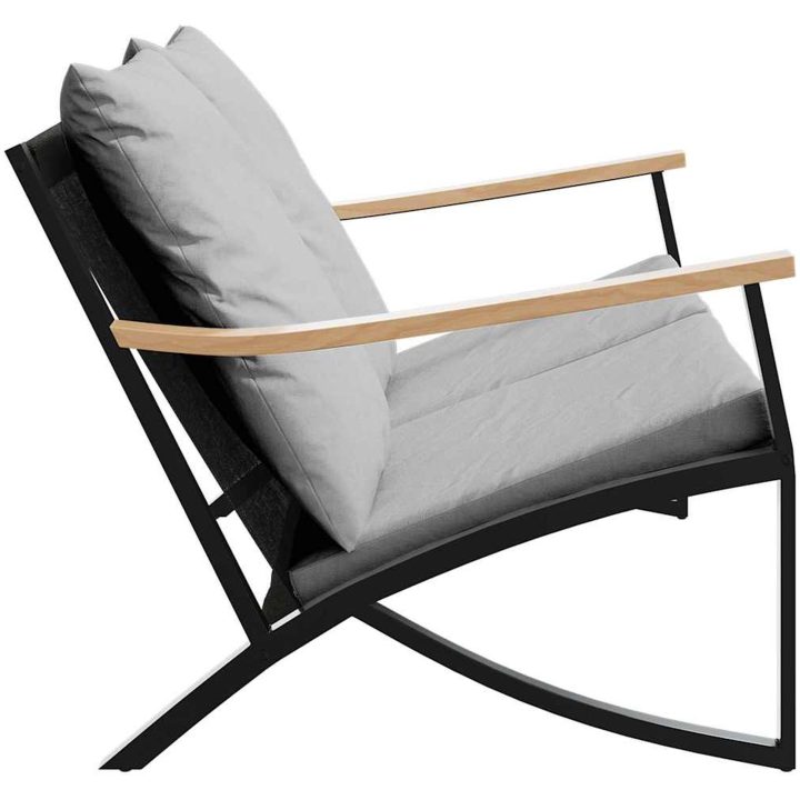Trädgårdsbänk med dynor 120 cm svart stål vidaXL – bild 6