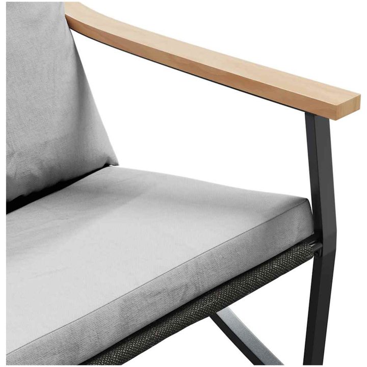 Trädgårdsbänk med dynor 120 cm svart stål vidaXL – bild 8