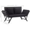 Trädgårdsbänk med dynor 176 cm svart konstrotting vidaXL – miniatyr 10