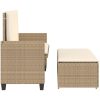 Trädgårdsbänk med dynor och fotpall beige konstrotting vidaXL – miniatyr 6