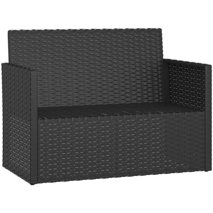Trädgårdsbänk med dynor svart 105 cm konstrotting vidaXL – bild 3