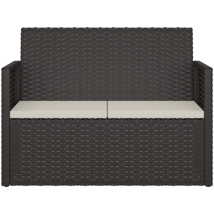 Trädgårdsbänk med dynor svart 105 cm konstrotting vidaXL – bild 4