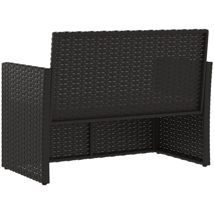 Trädgårdsbänk med dynor svart 105 cm konstrotting vidaXL – bild 6