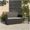 Trädgårdsbänk med dynor svart 105 cm konstrotting vidaXL – miniatyr 1