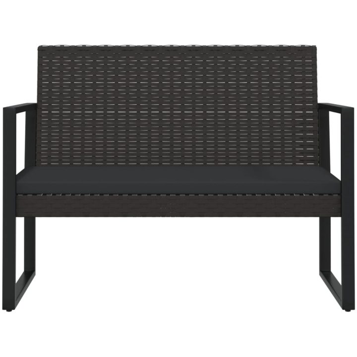 Trädgårdsbänk med dynor svart 106 cm konstrotting vidaXL – bild 3