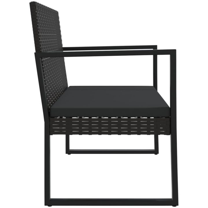 Trädgårdsbänk med dynor svart 106 cm konstrotting vidaXL – bild 4