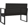 Trädgårdsbänk med dynor svart 106 cm konstrotting vidaXL – miniatyr 5