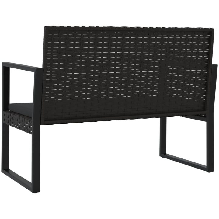 Trädgårdsbänk med dynor svart 106 cm konstrotting vidaXL – bild 5