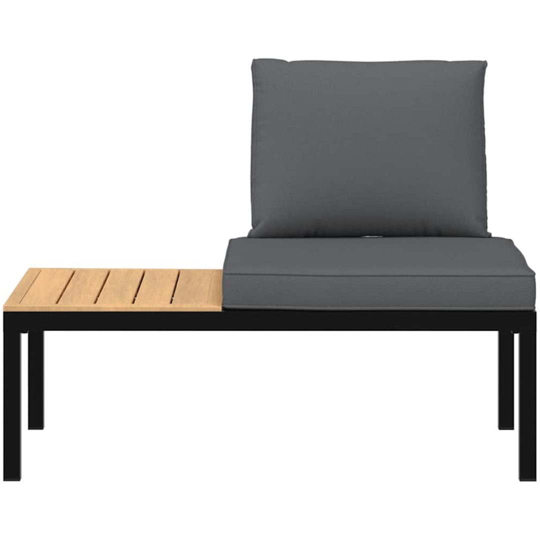 Trädgårdsbänk med dynor svart aluminium vidaXL – bild 3
