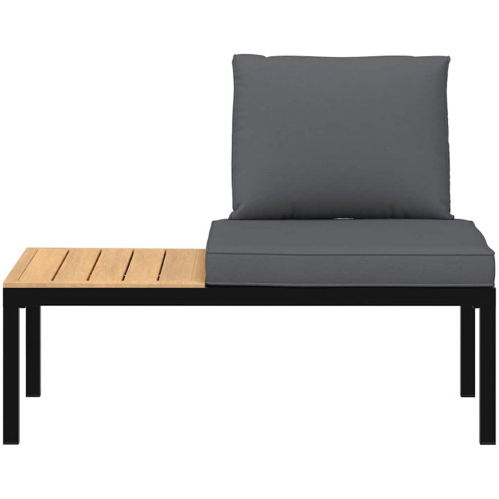 Trädgårdsbänk med dynor svart aluminium vidaXL – bild 3