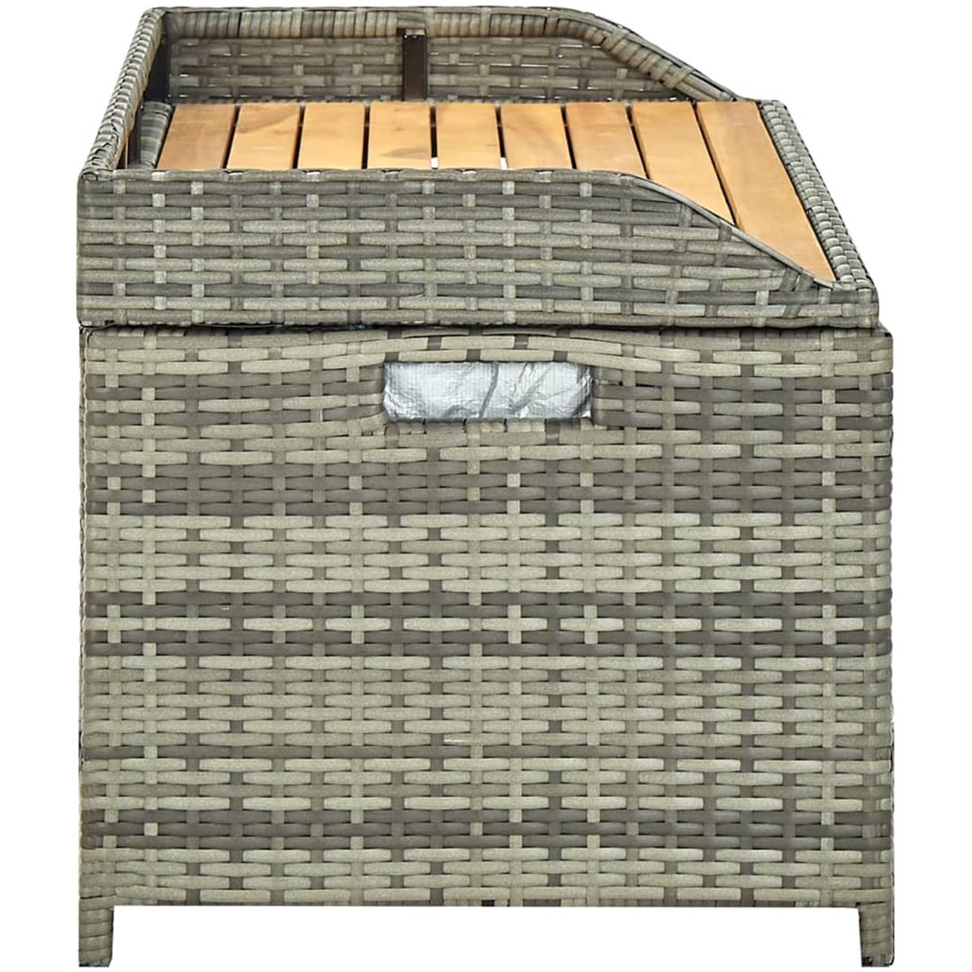Trädgårdsbänk med förvaring 120 cm konstrotting grå vidaXL 120 x 50 x 50 cm – bild 4