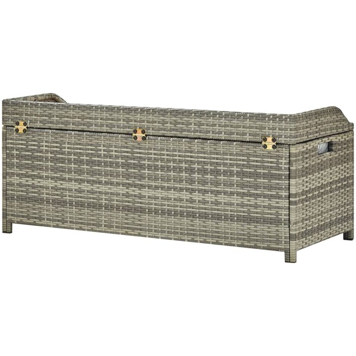 Trädgårdsbänk med förvaring 120 cm konstrotting grå vidaXL 120 x 50 x 50 cm – bild 5