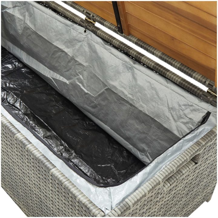 Trädgårdsbänk med förvaring 120 cm konstrotting grå vidaXL 120 x 50 x 50 cm – bild 7