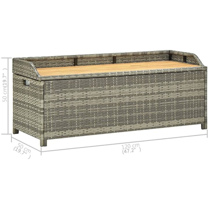 Trädgårdsbänk med förvaring 120 cm konstrotting grå vidaXL 120 x 50 x 50 cm – bild 8