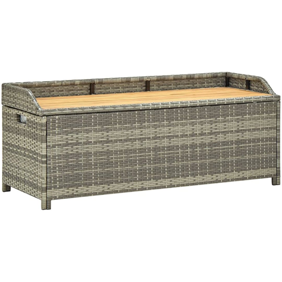 Trädgårdsbänk med förvaring 120 cm konstrotting grå vidaXL 120 x 50 x 50 cm