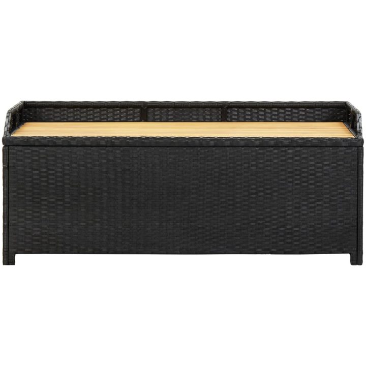 Trädgårdsbänk med förvaring 120 cm konstrotting svart vidaXL 120 x 50 x 50 cm – bild 3