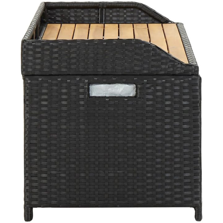 Trädgårdsbänk med förvaring 120 cm konstrotting svart vidaXL 120 x 50 x 50 cm – bild 4
