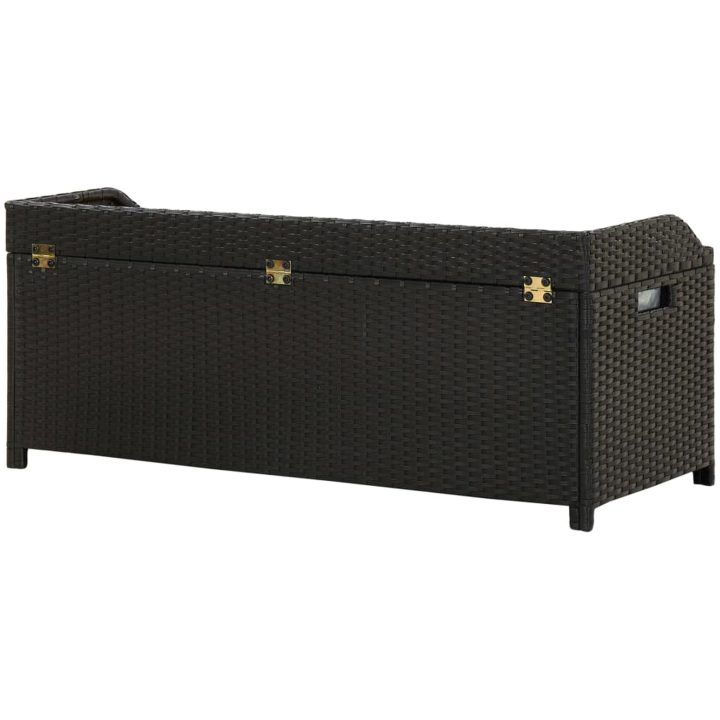 Trädgårdsbänk med förvaring 120 cm konstrotting svart vidaXL 120 x 50 x 50 cm – bild 5
