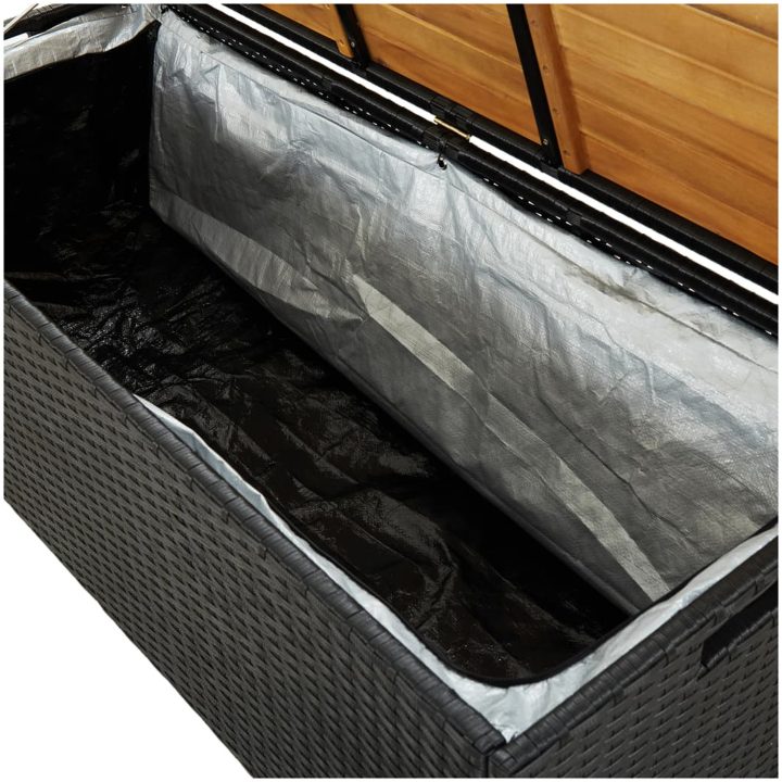 Trädgårdsbänk med förvaring 120 cm konstrotting svart vidaXL 120 x 50 x 50 cm – bild 6