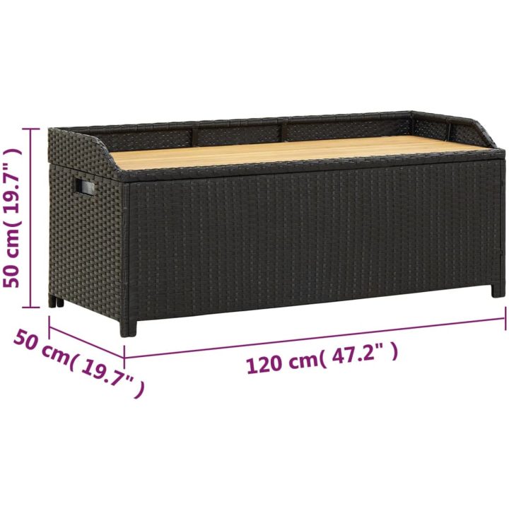 Trädgårdsbänk med förvaring 120 cm konstrotting svart vidaXL 120 x 50 x 50 cm – bild 8