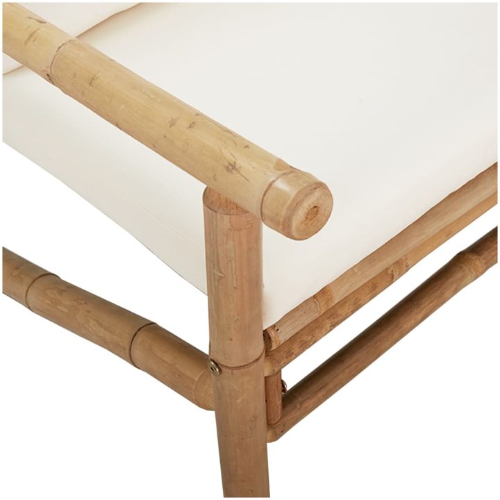 Trädgårdsbänk med gräddvita dynor bambu vidaXL – bild 5