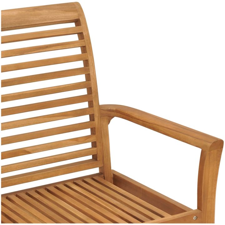 Trädgårdsbänk med grön dyna 112 cm massiv teak vidaXL – bild 5