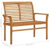 Trädgårdsbänk med grön dyna 112 cm massiv teak vidaXL – miniatyr 10