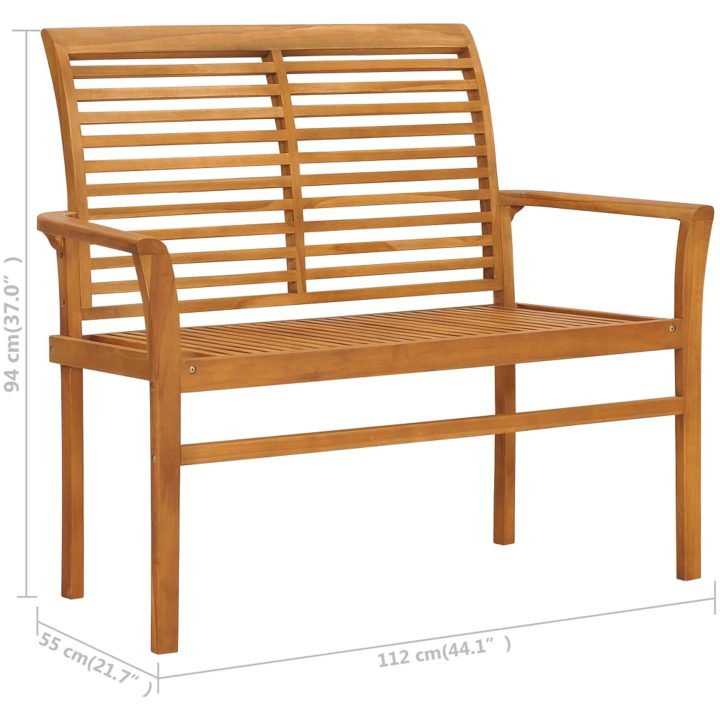 Trädgårdsbänk med grön dyna 112 cm massiv teak vidaXL – bild 10
