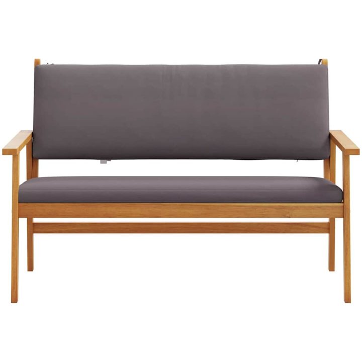 Trädgårdsbänk med Kuddar av Massivt Akaciaträ vidaXL 120 x 65.5 x 79 cm – bild 4