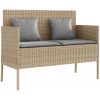 Trädgårdsbänk med kuddar beige konstrotting vidaXL – miniatyr 2